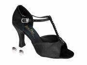 Very Fine Ladies Women Ballroom Dance Shoes EK1609 Black Satin Stone 2.5 Heel 6.5M