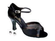 Very Fine Ladies Women Ballroom Dance Shoes EK1616 Black Leather Black Mesh 3 Heel 8.5M