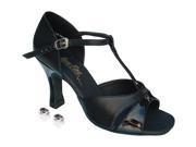 Very Fine Ladies Women Ballroom Dance Shoes EK1617 Black Leather Black Mesh 3 Heel 5.5M