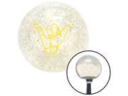 American Shifter Knob Yellow Hang Loose w Detailed hand Clear Metal Flake M16x1.5
