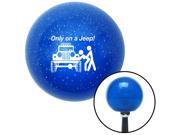 White Only On A Jeep Blue Metal Flake Shift Knob with M16x1.5 insert
