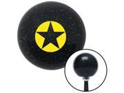 American Shifter Knob Yellow Star in Circle Outline Black Metal Flake M16x1.5