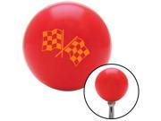 American Shifter Knob Orange 2 Checkered Race Flags Red M16x1.5