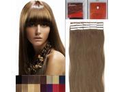 16 Inches 20pcs Straight Tape In Remy Human Hair Extensions Beauty Hair Salon Style 12 LIGHT BROWN 30G PACK