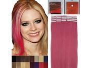 16 Inches 20pcs Straight Tape In Remy Human Hair Extensions Beauty Hair Salon Style pink 30G PACK