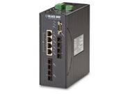 Hardened Managed Ethernet Switch 4 10 100 Mbps PoE 4 100 Mbps MM SC DIN Rail DC
