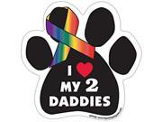 I Heart My 2 Daddies Paw Shaped Support Ribbon Car Truck Mailbox Magnet