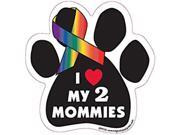 I Heart My 2 Mommies Paw Shaped Support Ribbon Car Truck Mailbox Magnet