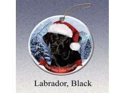 Holiday Pet Gifts Labrador Black Santa Hat Dog Porcelain Christmas Tree Ornament