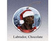 Holiday Pet Gifts Labrador Choc Santa Hat Dog Porcelain Christmas Tree Ornament