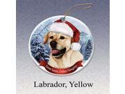 Holiday Pet Gifts Labrador Yellow Santa Hat Dog Porcelain Christmas Tree Ornament