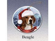 Holiday Pet Gifts Beagle Santa Hat Dog Porcelain Christmas Tree Ornament