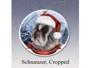 Holiday Pet Gifts Schnauzer Cropped Santa Hat Dog Porcelain Christmas Tree Ornament