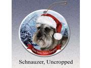 Holiday Pet Gifts Schnauzer Un Cropped Santa Hat Dog Porcelain Christmas Tree Ornament