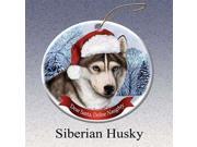 Holiday Pet Gifts Siberian Husky Santa Hat Dog Porcelain Christmas Tree Ornament