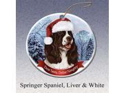 Holiday Pet Gifts Springer Liver Santa Hat Dog Porcelain Christmas Tree Ornament