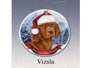 Holiday Pet Gifts Vizsla Santa Hat Dog Porcelain Christmas Tree Ornament