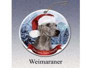 Holiday Pet Gifts Weimaraner Santa Hat Dog Porcelain Christmas Tree Ornament
