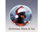 Holiday Pet Gifts Doberman Santa Hat Dog Porcelain Christmas Tree Ornament