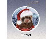 Holiday Pet Gifts Ferret Santa Hat Dog Porcelain Christmas Tree Ornament