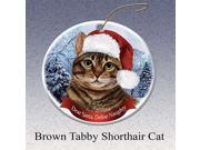 UPC 811488024521 product image for Holiday Pet Brown Tabby Shorthair Cat Santa Porcelain Christmas Tree Ornament | upcitemdb.com