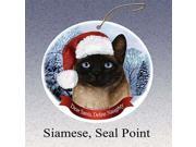 UPC 811488024552 product image for HolidayGift Siamese, Seal Point Santa Hat Cat Porcelain Christmas Tree Ornament | upcitemdb.com