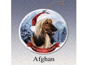 Holiday Pet Gifts Afghan Santa Hat Dog Porcelain Christmas Tree Ornament