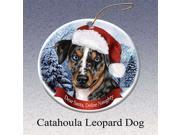 UPC 811488023937 product image for Holiday Pet Gifts Catahoula Leopard Santa Hat Dog Porcelain Christmas Tree Ornam | upcitemdb.com