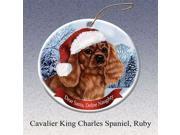Holiday Pet Gifts Cavalier King Charles Spaniel Ruby Santa Hat Dog Porcelain Christmas Tree Ornament