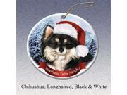 UPC 811488023951 product image for Holiday Pet Gifts Chihuahua Longhaired Black & White Santa Hat Dog Porcelain Chr | upcitemdb.com