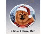 UPC 811488024002 product image for Holiday Pet Gifts Chow Chow Red Santa Hat Dog Porcelain Christmas Tree Ornament | upcitemdb.com