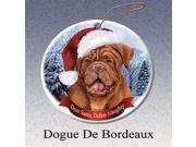Holiday Pet Gifts ue de Bordeaux Santa Hat Dog Porcelain Christmas Tree Ornament