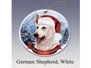 Holiday Pet Gifts German Shepherd White Santa Hat Dog Porcelain Christmas Tree Ornament