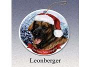 Holiday Pet Gifts Leonberger Santa Hat Dog Porcelain Christmas Tree Ornament