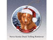 Holiday Pet Gifts Nova Scotia Duck Tolling Santa Hat Dog Porcelain Christmas Tree Ornament