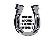 Horsin Around Is Serious Business Horse Shoe Shaped Car Magnet