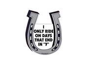 I Only Ride On Days That End In Y Horse Shoe Shaped Car Magnet