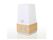 Multifunctional Wood Touch Desk Lamp LED Clock Voice Sound Controlled Alarm Clock Blue Lights