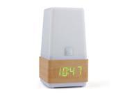 Multifunctional Wood Touch Desk Lamp LED Clock Voice Sound Controlled Alarm Clock Green Lights