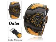 Oulm Military Men s Watch With Dual Movt Dial Leather Band