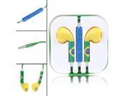 2014 World Cup Flag Sport Earphone Headset Headphone Earbuds With Microphone For iPod iPad iPhone 5 5S 4 4S 3GS Brazil