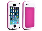 PEPKOO Ultimate Protection Water Proof Dust Proof Shock Proof Aluminum And Silicone Case For iPhone 5 iPhone 5s White And Magenta