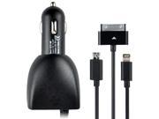 3 In 1 4.8A Portable Car Charger with Dual USB Charging Port for Smartphone Black