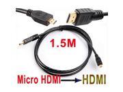 5FT 1.5M Micro HDMI To HDMI Cable Male To Male Digital A V For Motorola Sony Ericsson Fuji F85EXR