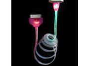 Colorful Smile Face Data Sync and Charging Cable with LED Light for iPhone 4 4S iPad iPod Magenta 10 pcs