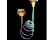 Colorful Smile Face Data Sync and Charging Cable with LED Light for iPhone 4 4S iPad iPod Yellow 10 pcs