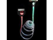Colorful Smile Face Data Sync and Charging Cable with LED Light for iPhone 4 4S iPad iPod Black 10 pcs