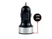 Mini Round Bottom 2.1A Dual USB Ports Car Charger for Smartphones Black Silver 10 pcs