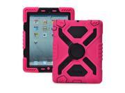 Pepkoo Spider Style 2 in 1 Hybrid Plastic and Silicone Stand Defender Case with a Screen Film for iPad 2 3 4 Black Magenta