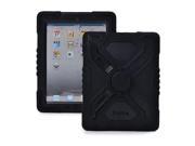 Pepkoo Spider Style 2 in 1 Hybrid Plastic and Silicone Stand Defender Case with a Screen Film for iPad 2 3 4 Black